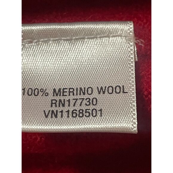 Merona 100% Merino Wool Argyle Sweater Red Gray Black V Neck Medium - Picture 9 of 10